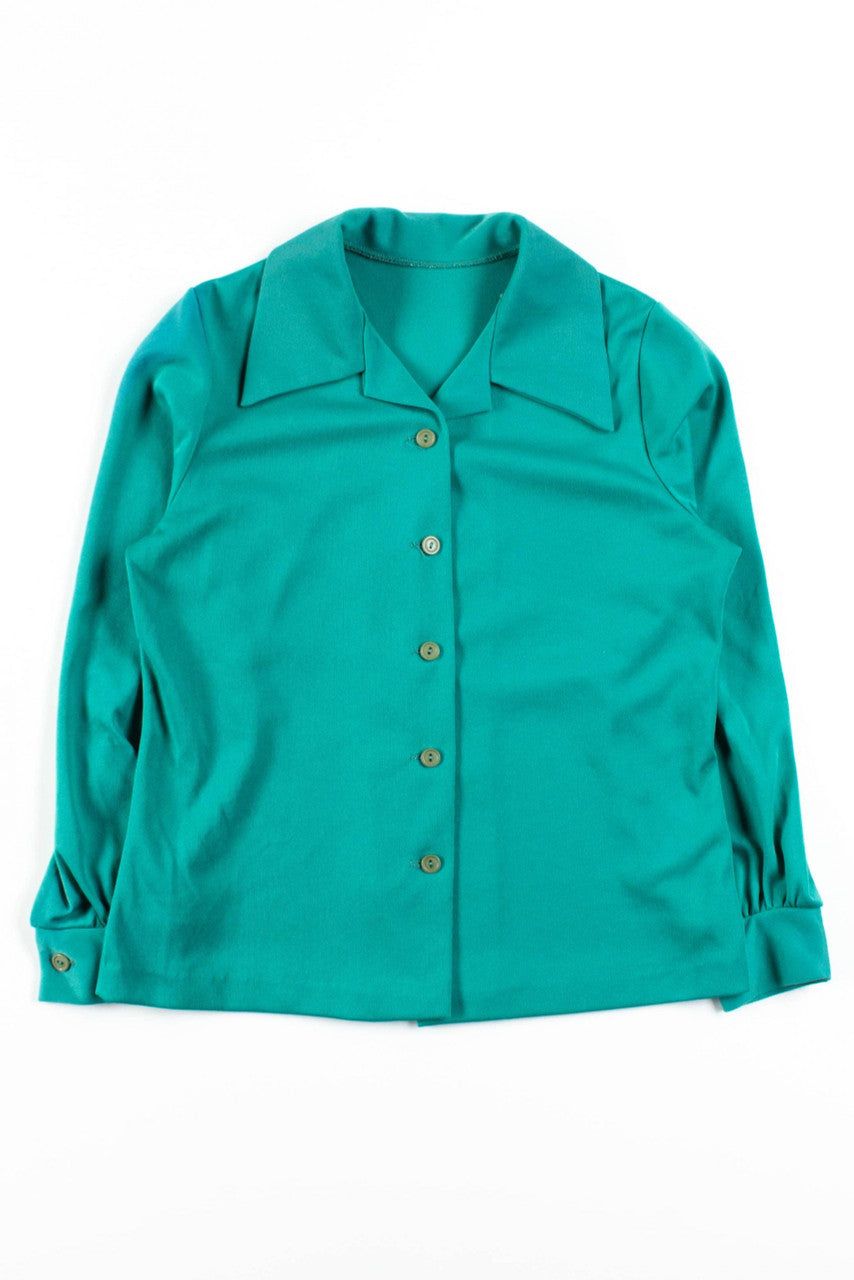 Teal Butterfly Collar Shirt