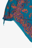Vintage Teal Paisley Pattern Bandana Top Poncho (1980s)
