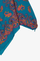 Vintage Teal Paisley Pattern Bandana Top Poncho (1980s)