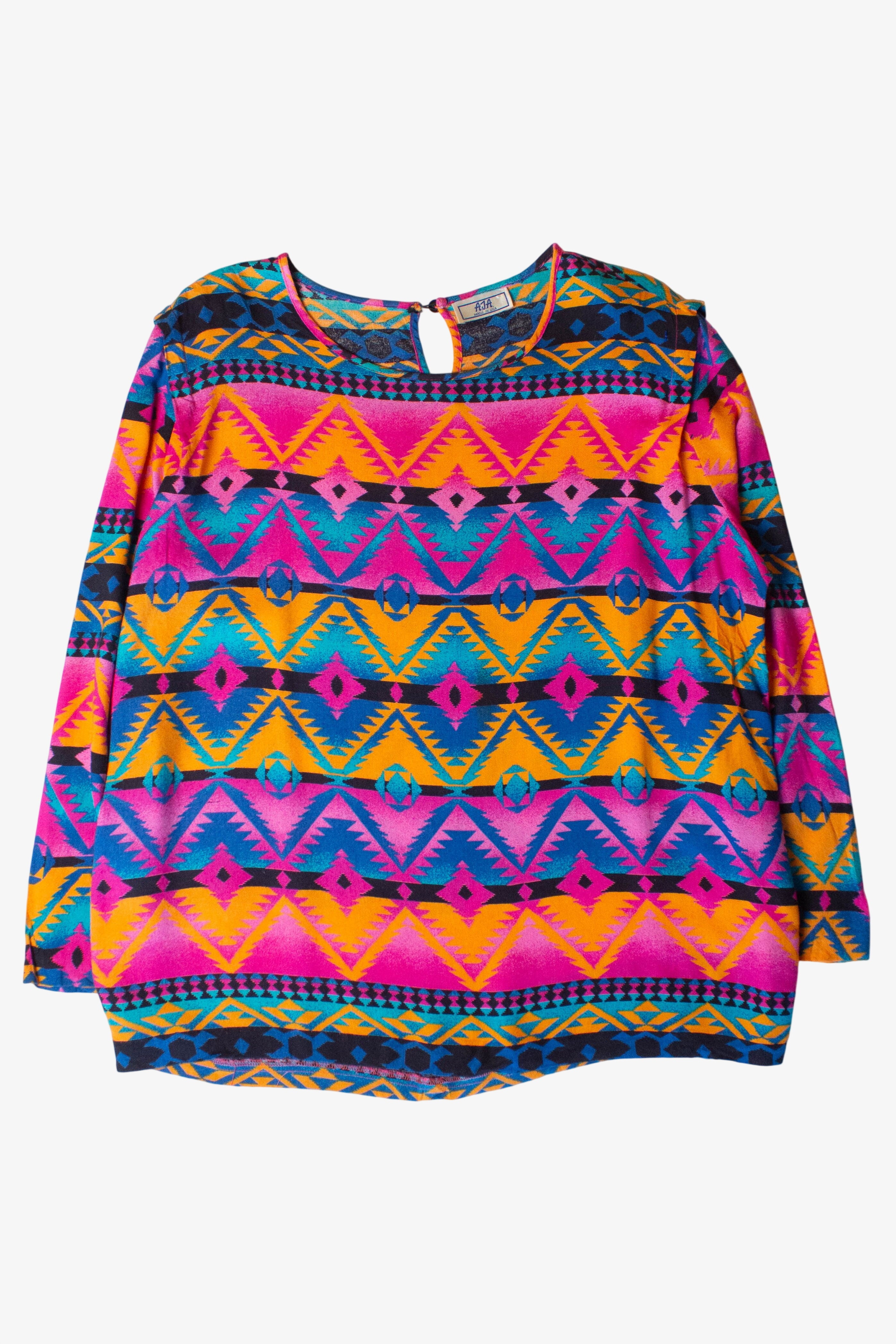 Vintage Neon Southwestern Pattern Blouse (1990s)