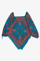 Vintage Teal Paisley Pattern Bandana Top Poncho (1980s)