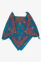 Vintage Teal Paisley Pattern Bandana Top Poncho (1980s)
