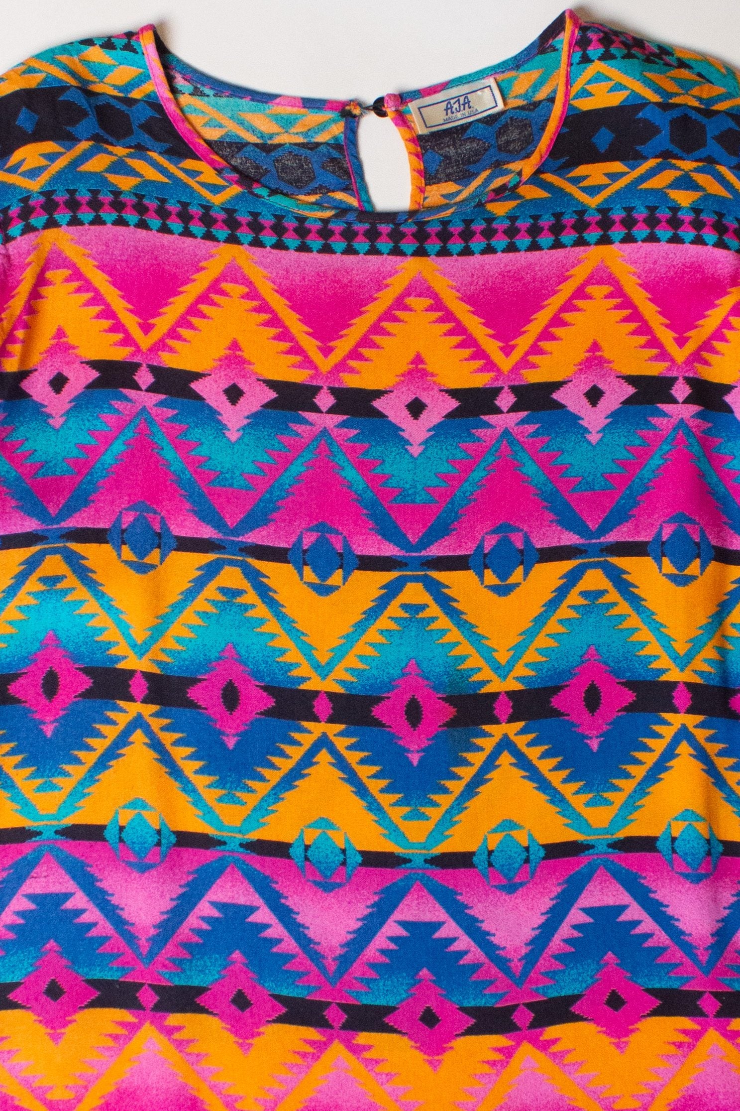 Vintage Neon Southwestern Pattern Blouse (1990s)