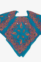 Vintage Teal Paisley Pattern Bandana Top Poncho (1980s)