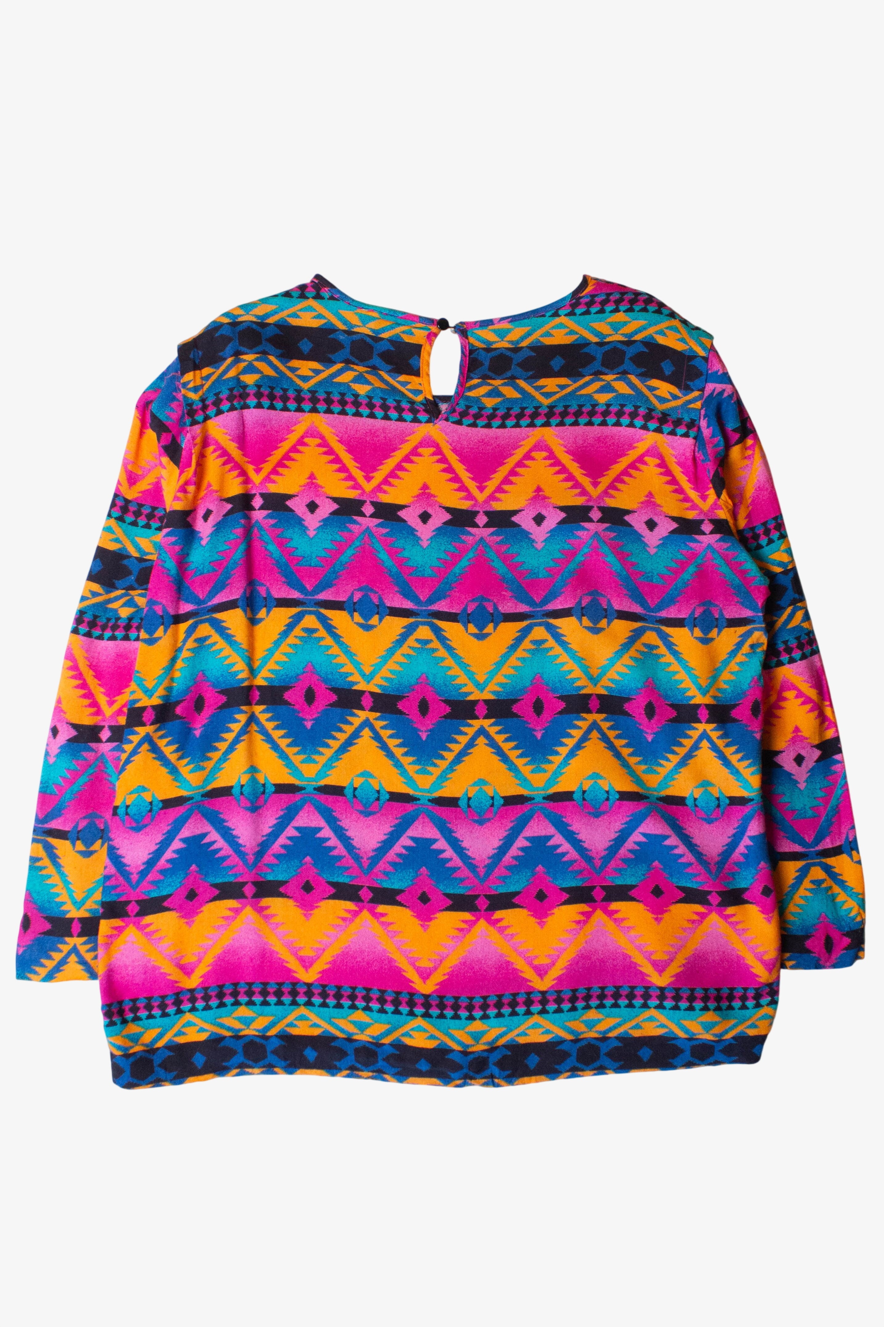 Vintage Neon Southwestern Pattern Blouse (1990s)