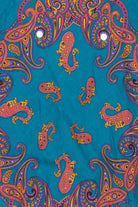 Vintage Teal Paisley Pattern Bandana Top Poncho (1980s)