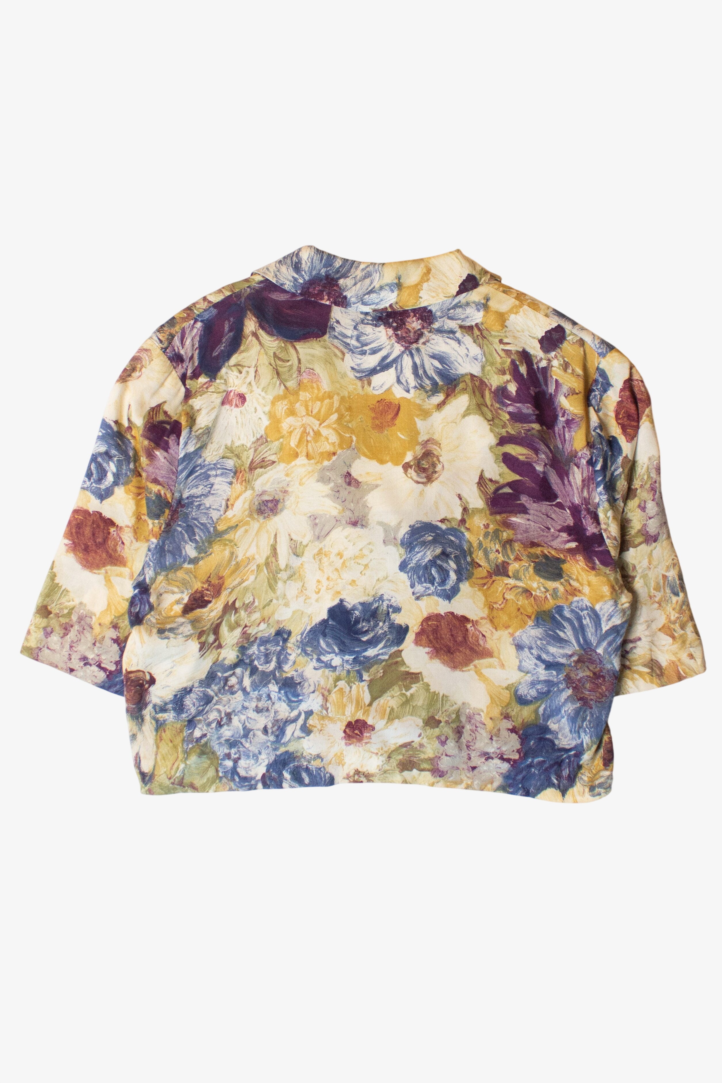 Vintage Cropped Floral Double Breasted Blouse (1980s)