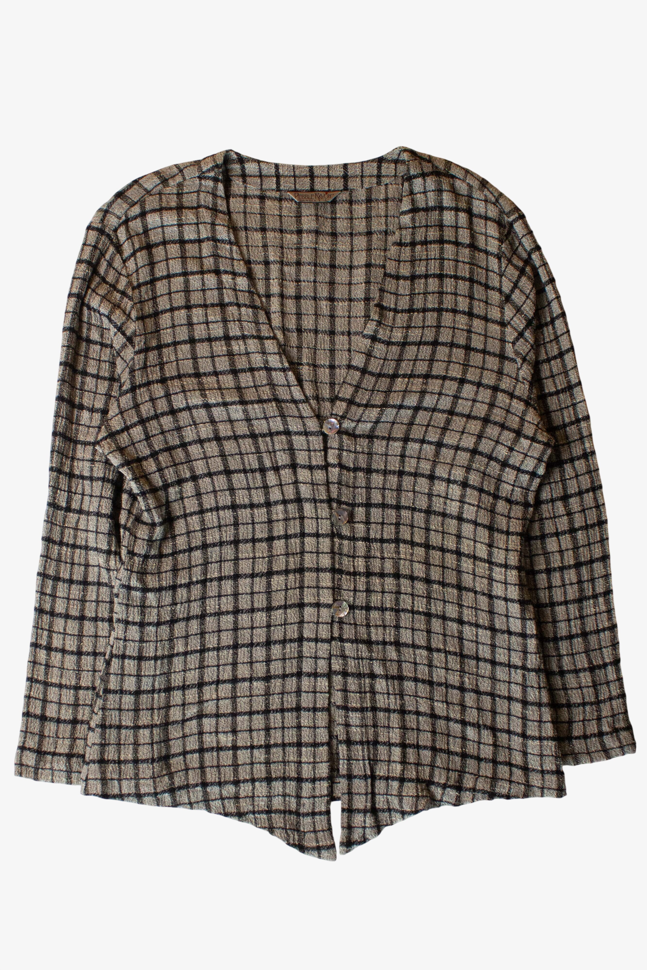 Vintage Gray Pebble Rayon Blouse (1990s)