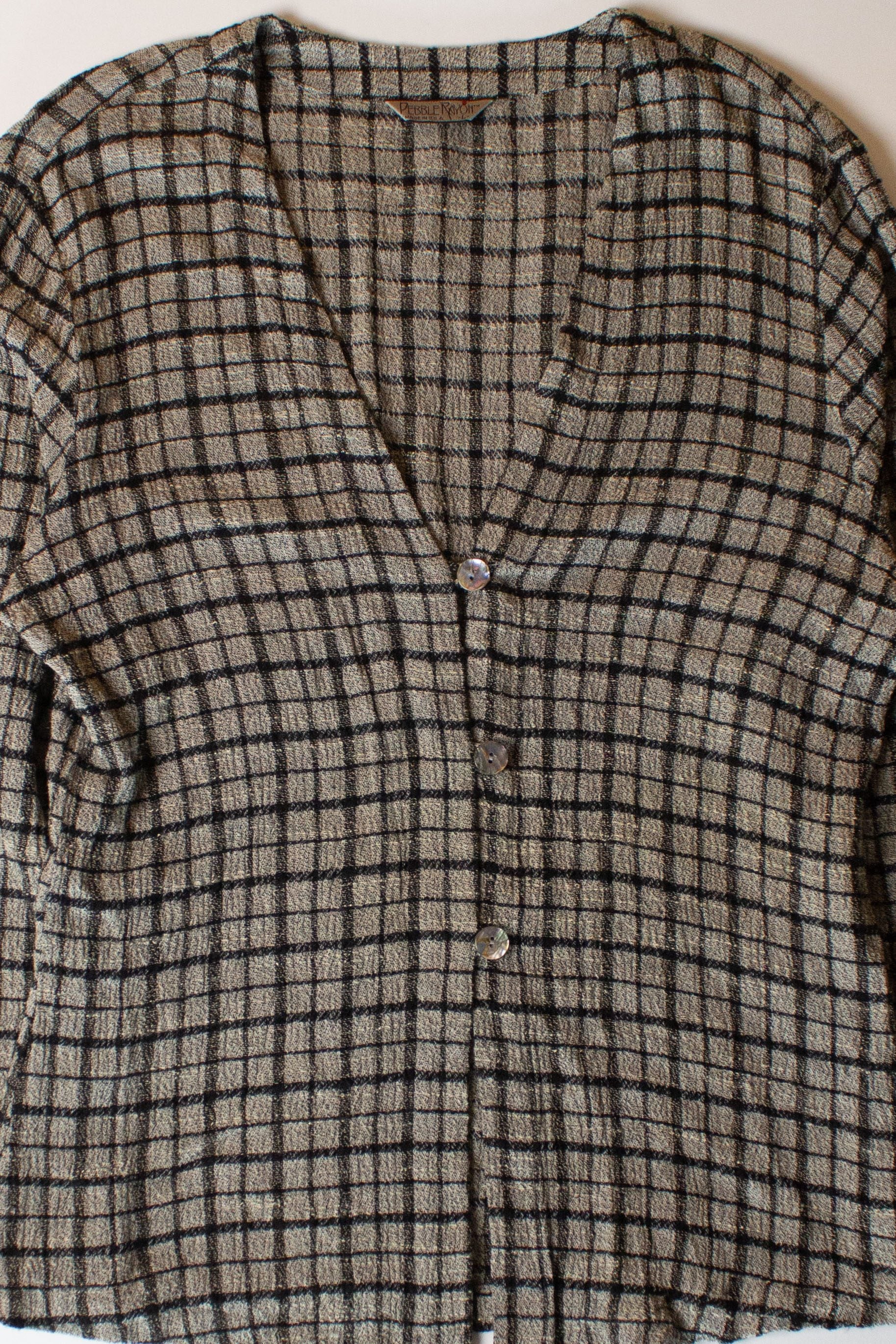 Vintage Gray Pebble Rayon Blouse (1990s)