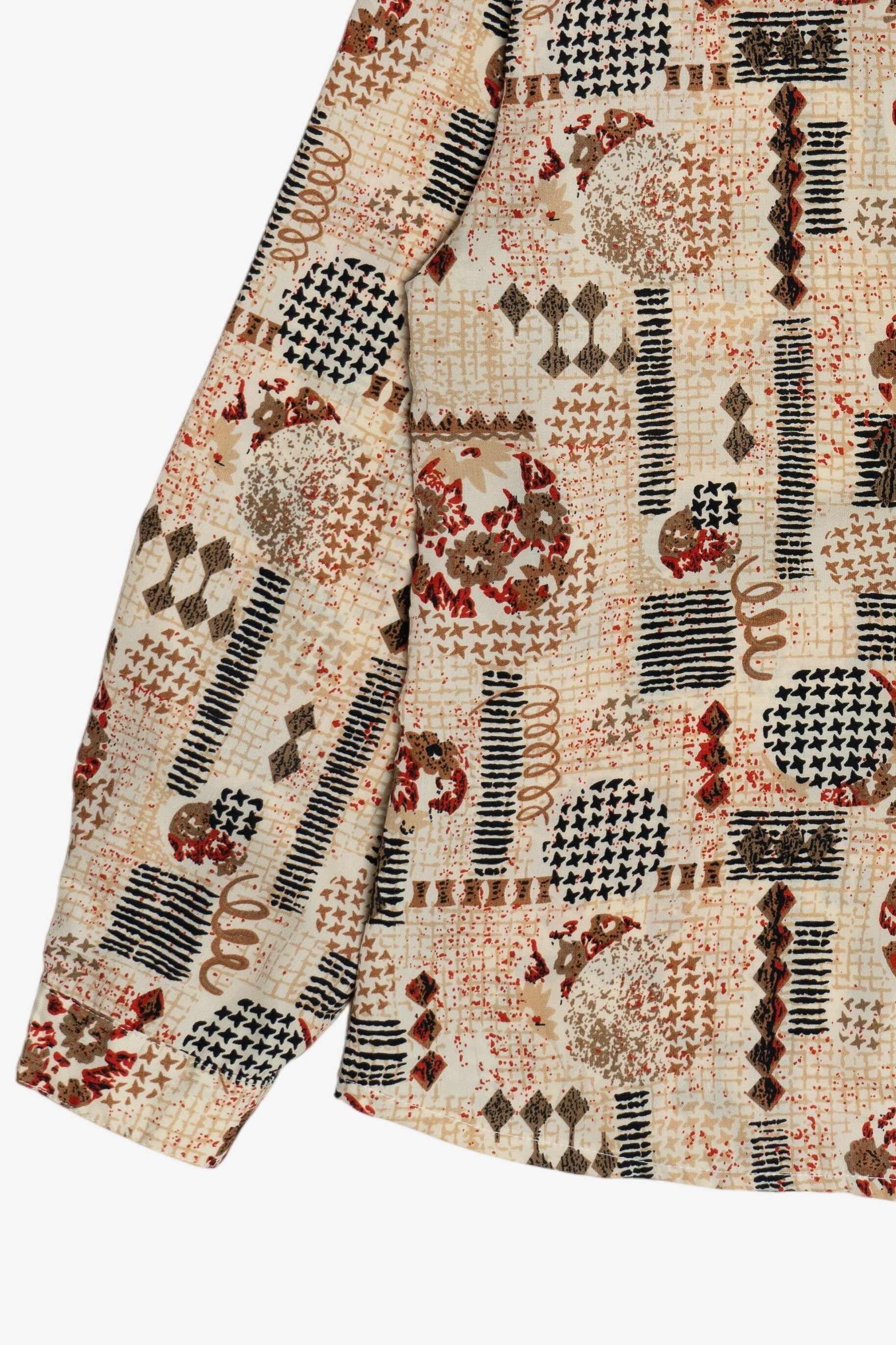 Vintage Fun Mixed Pattern Graphic Button Up Blouse (1990s)