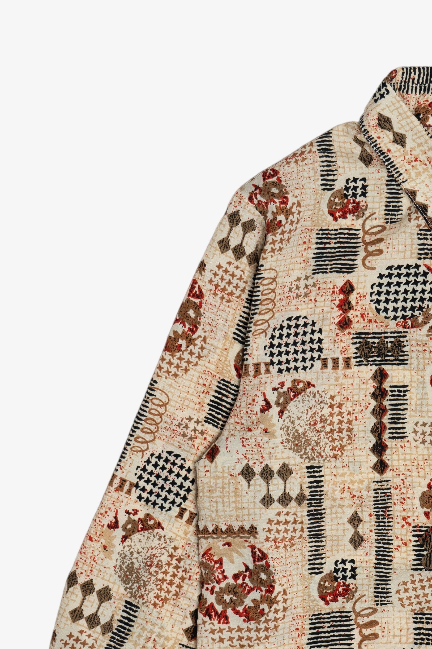 Vintage Fun Mixed Pattern Graphic Button Up Blouse (1990s)