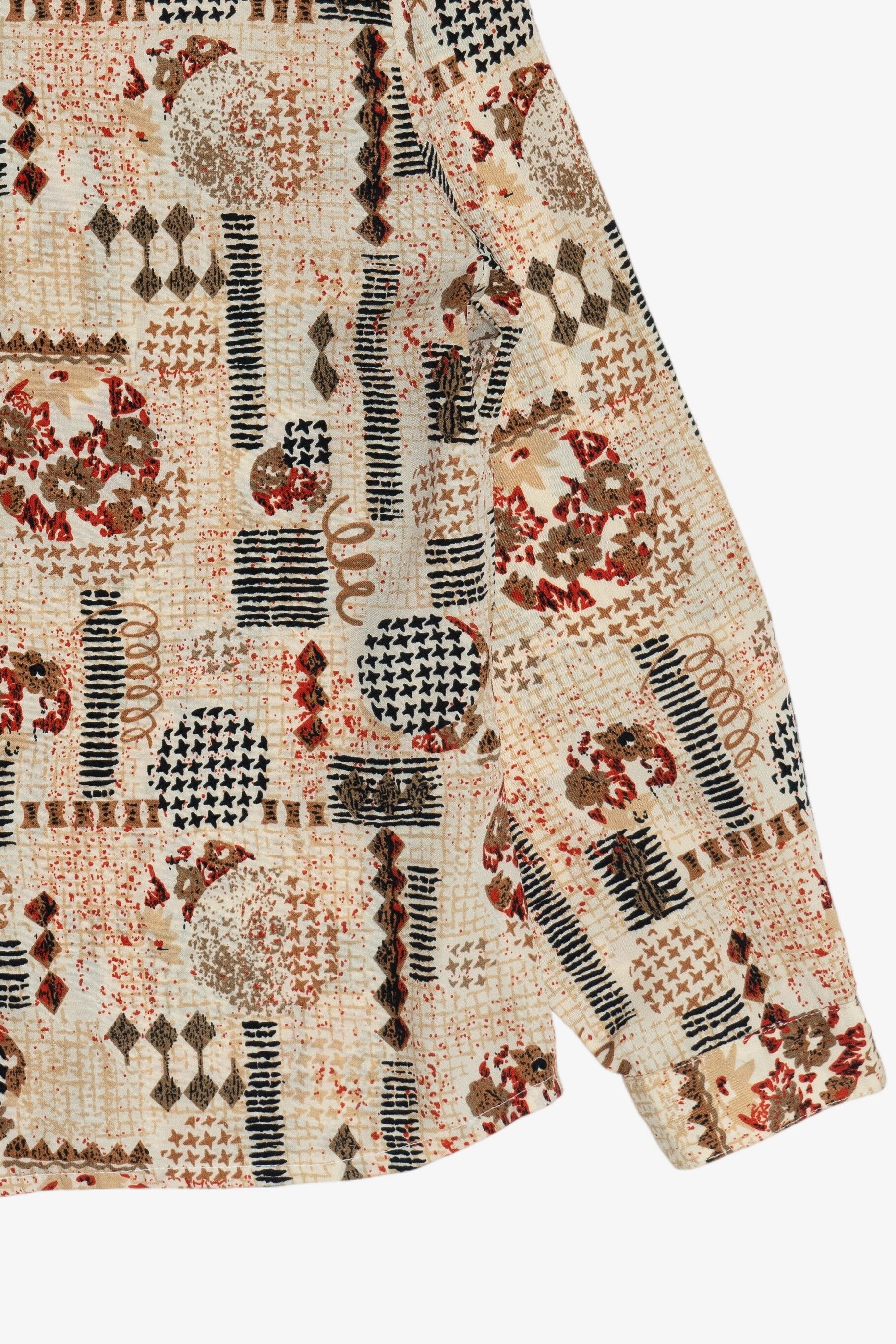 Vintage Fun Mixed Pattern Graphic Button Up Blouse (1990s)