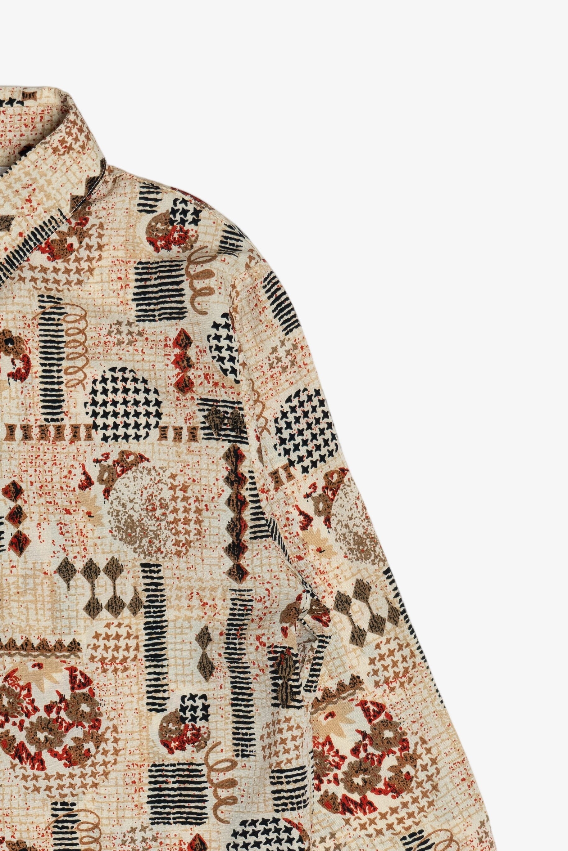 Vintage Fun Mixed Pattern Graphic Button Up Blouse (1990s)