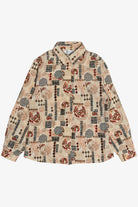 Vintage Fun Mixed Pattern Graphic Button Up Blouse (1990s)