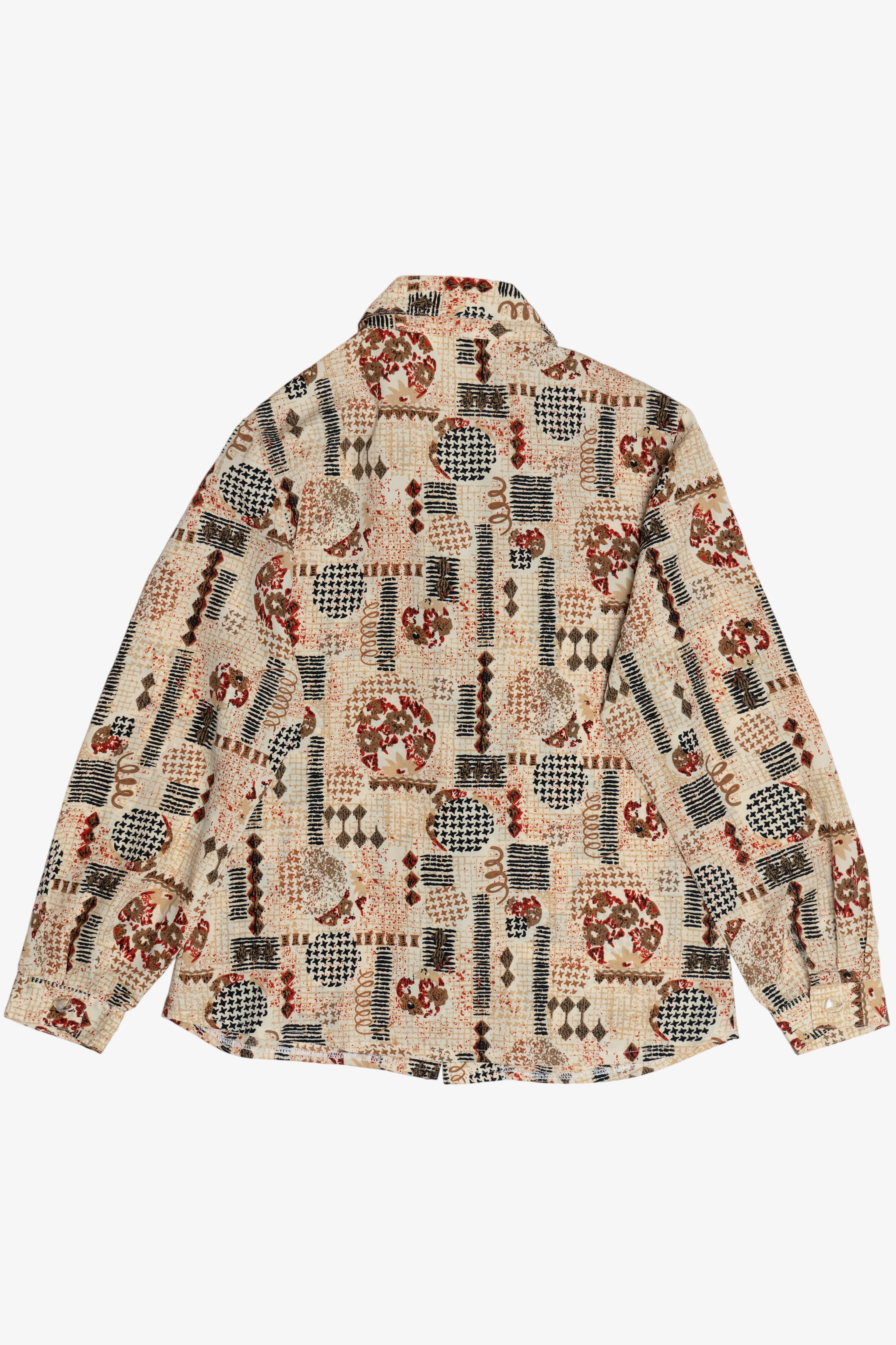 Vintage Fun Mixed Pattern Graphic Button Up Blouse (1990s)