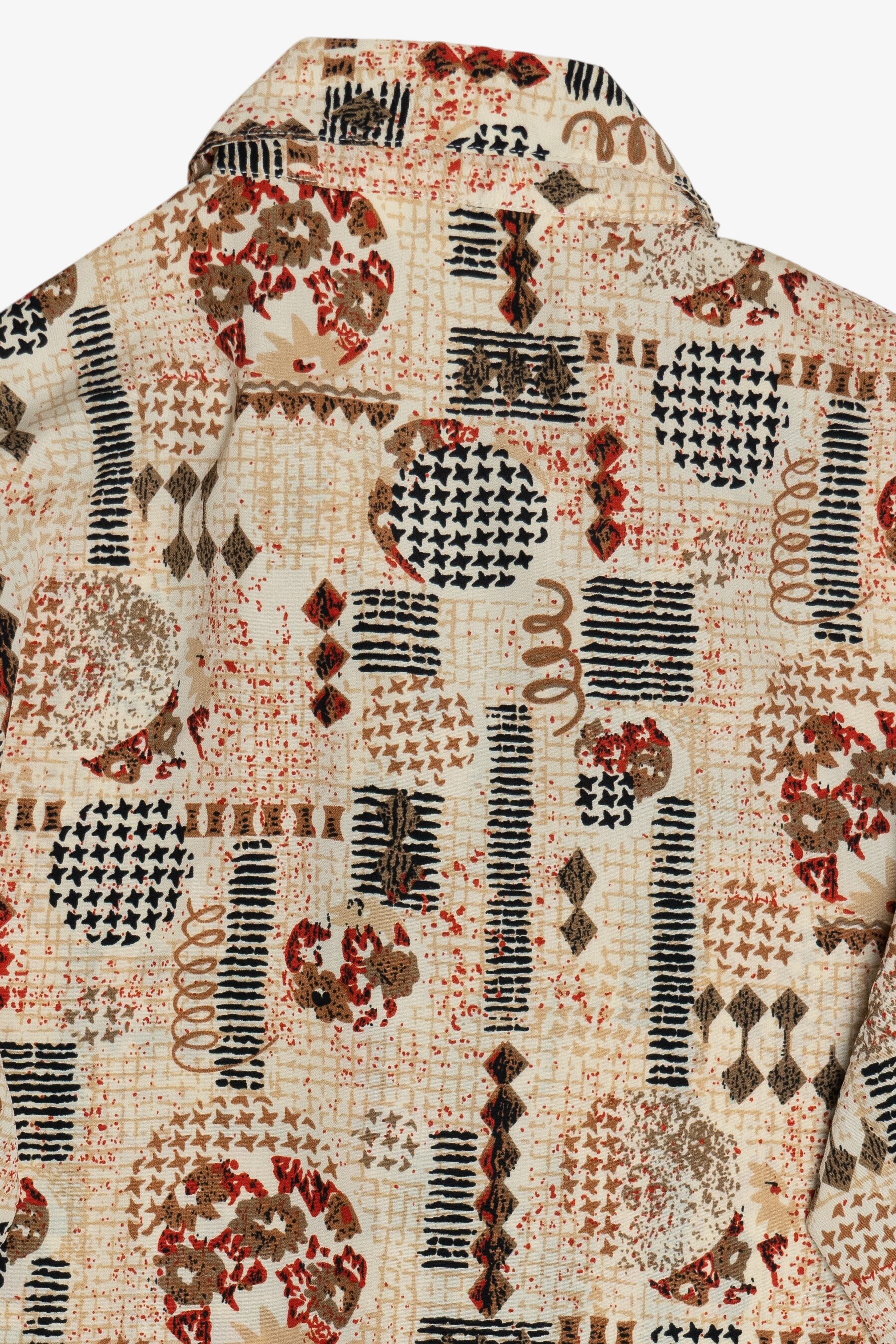 Vintage Fun Mixed Pattern Graphic Button Up Blouse (1990s)
