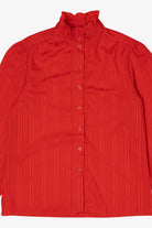 Vintage Red Ship'n Shore Ruffle Button Up Blouse (1980s)