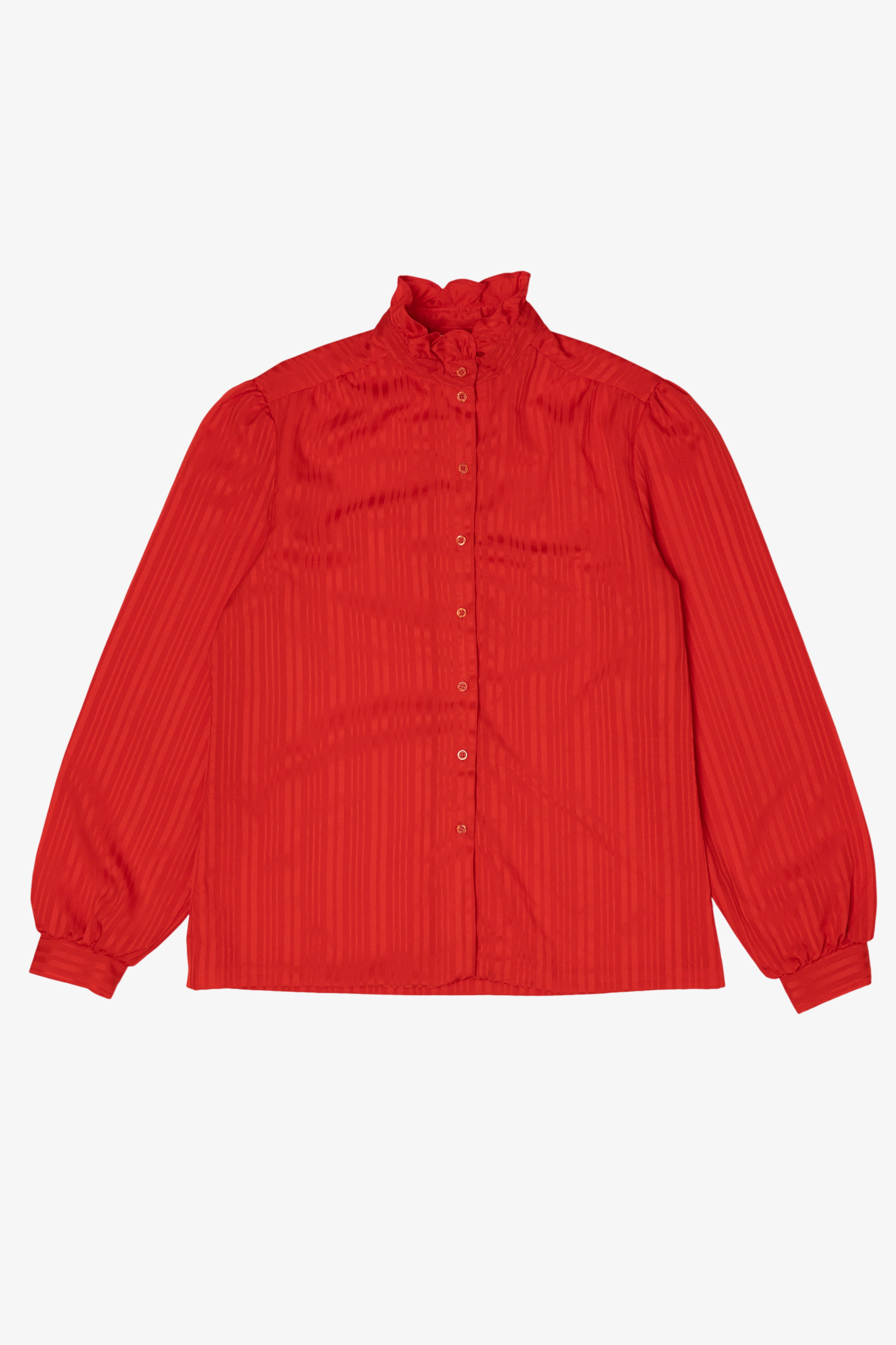 Vintage Red Ship'n Shore Ruffle Button Up Blouse (1980s)
