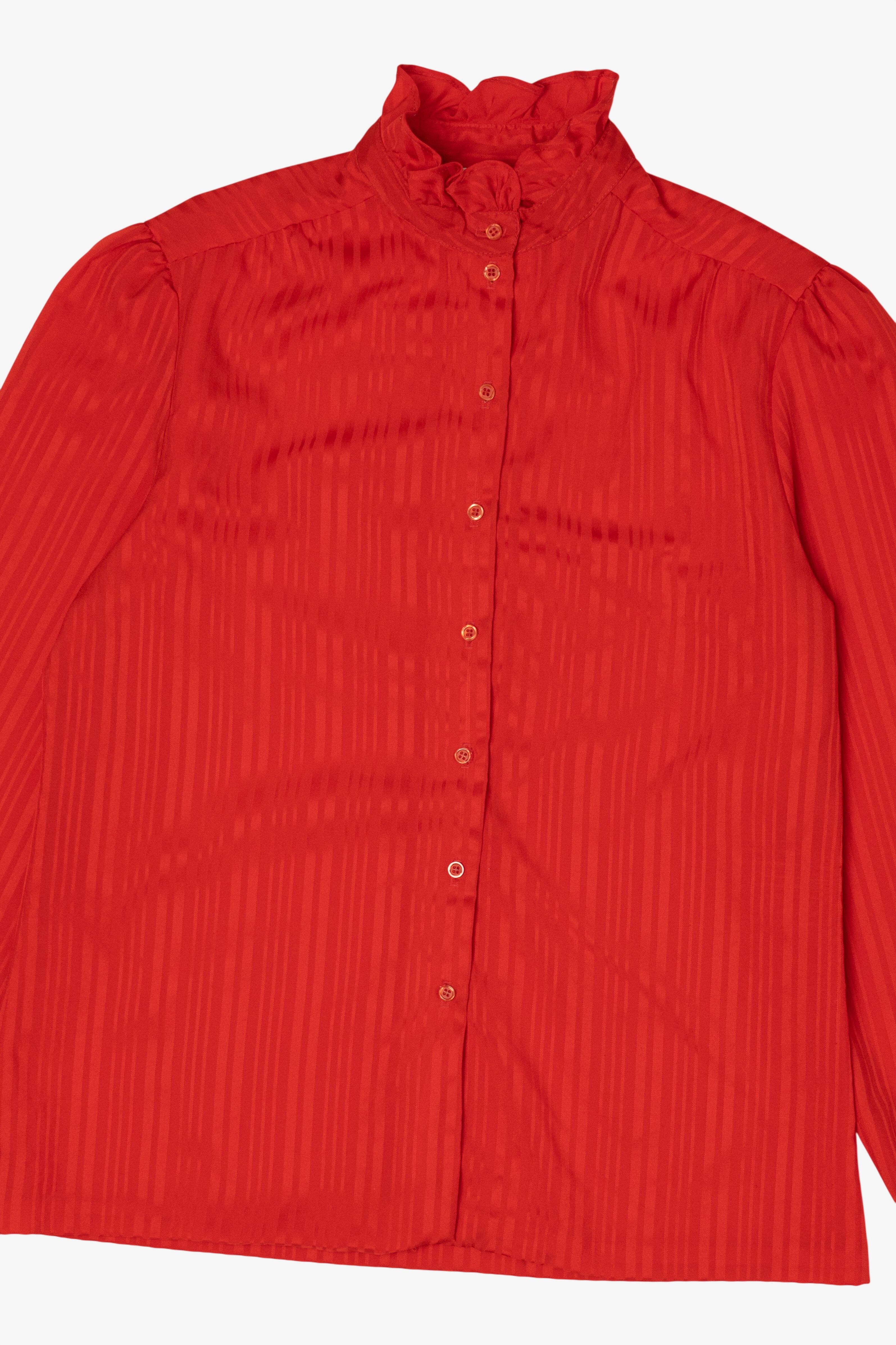 Vintage Red Ship'n Shore Ruffle Button Up Blouse (1980s)