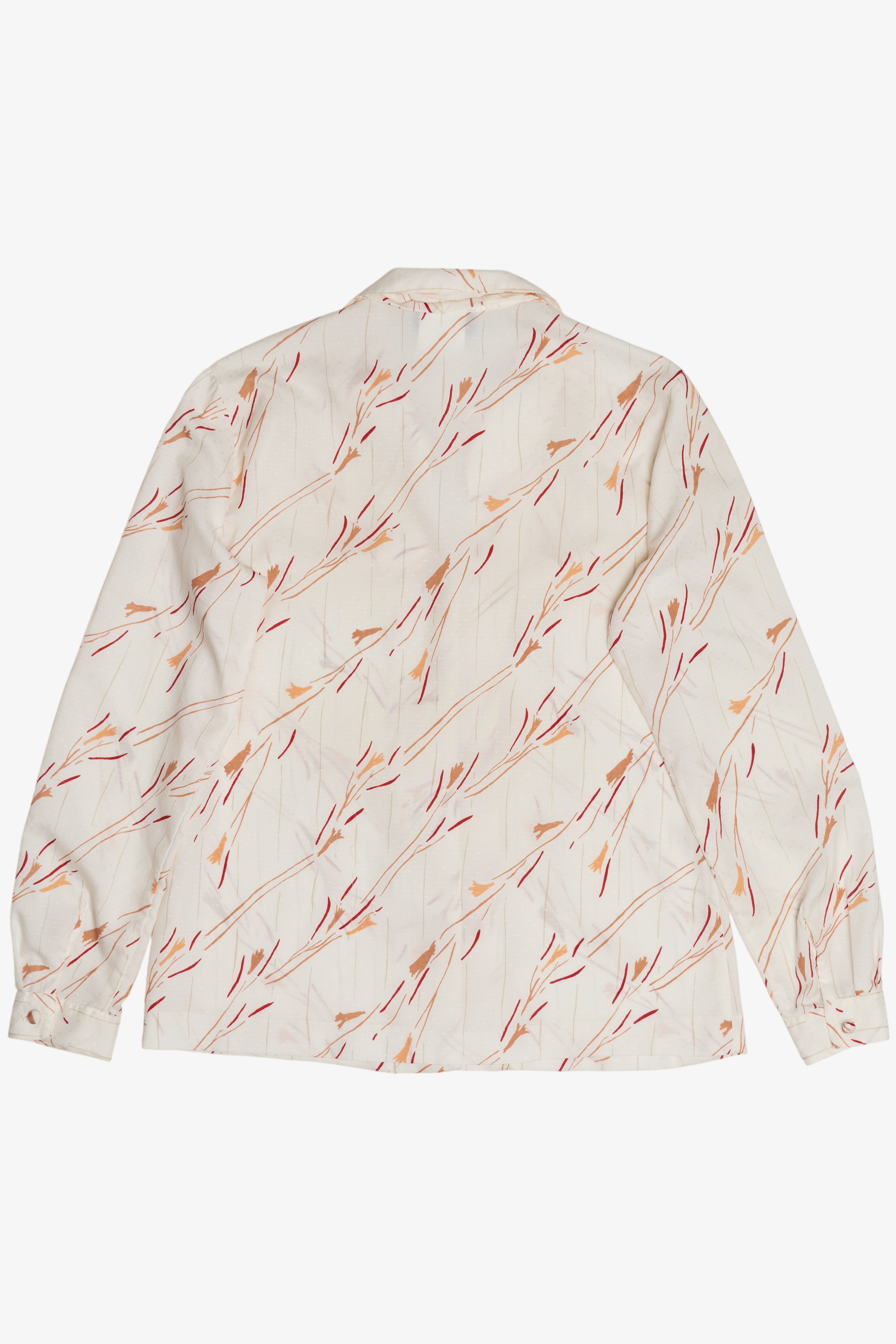 Vintage Wispy Prairie Ribbon Tie Polyester Blouse (1980s)