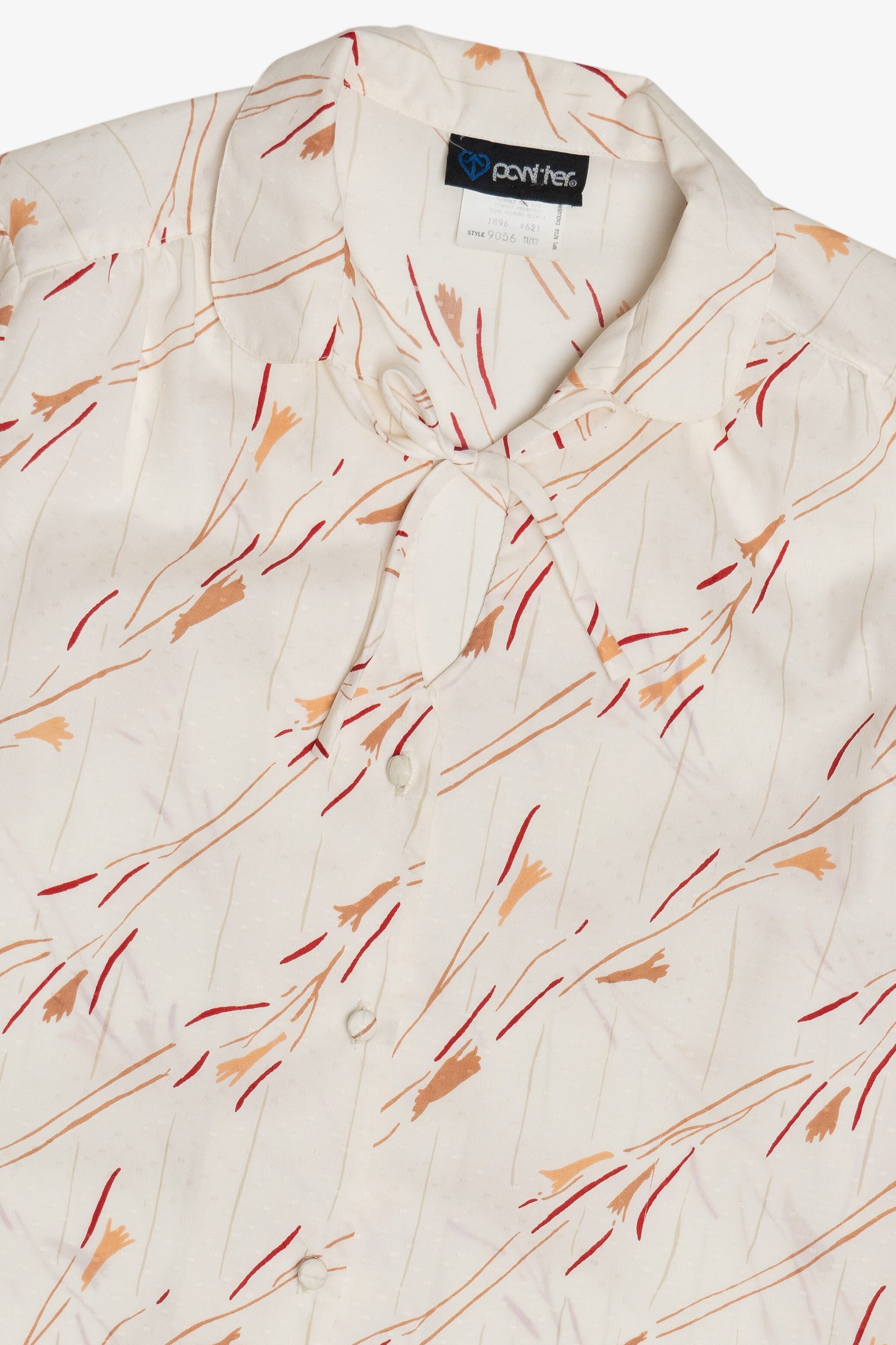 Vintage Wispy Prairie Ribbon Tie Polyester Blouse (1980s)