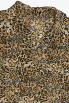 Vintage Stretchy Leopard Print V-Neck Collared Top (1990s)