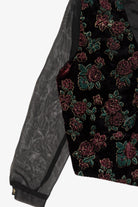 Vintage Bentley Velvet Vest And Sheer Sleeves Button Up Blouse (1980s)
