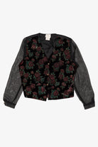 Vintage Bentley Velvet Vest And Sheer Sleeves Button Up Blouse (1980s)