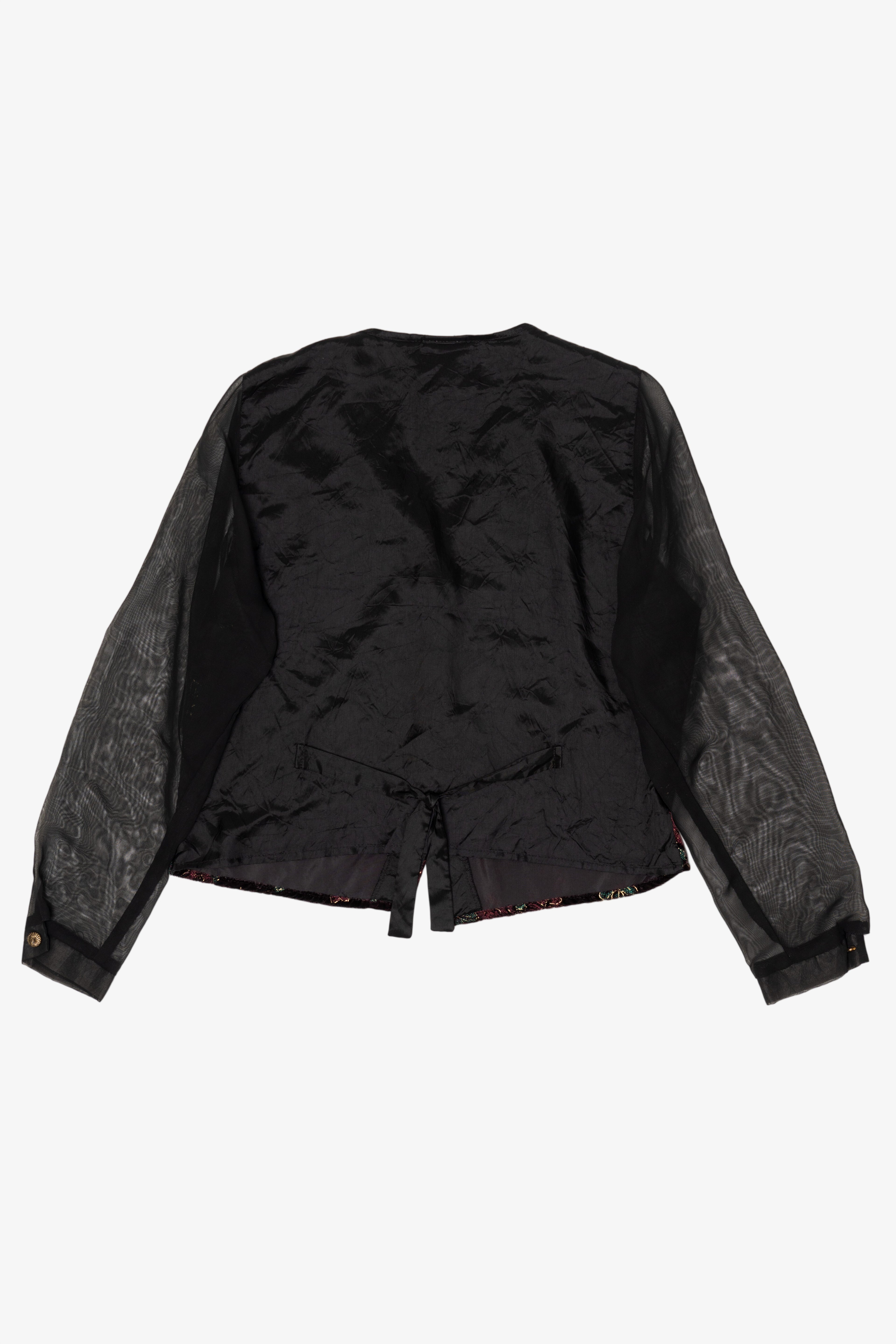 Vintage Bentley Velvet Vest And Sheer Sleeves Button Up Blouse (1980s)