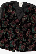 Vintage Bentley Velvet Vest And Sheer Sleeves Button Up Blouse (1980s)