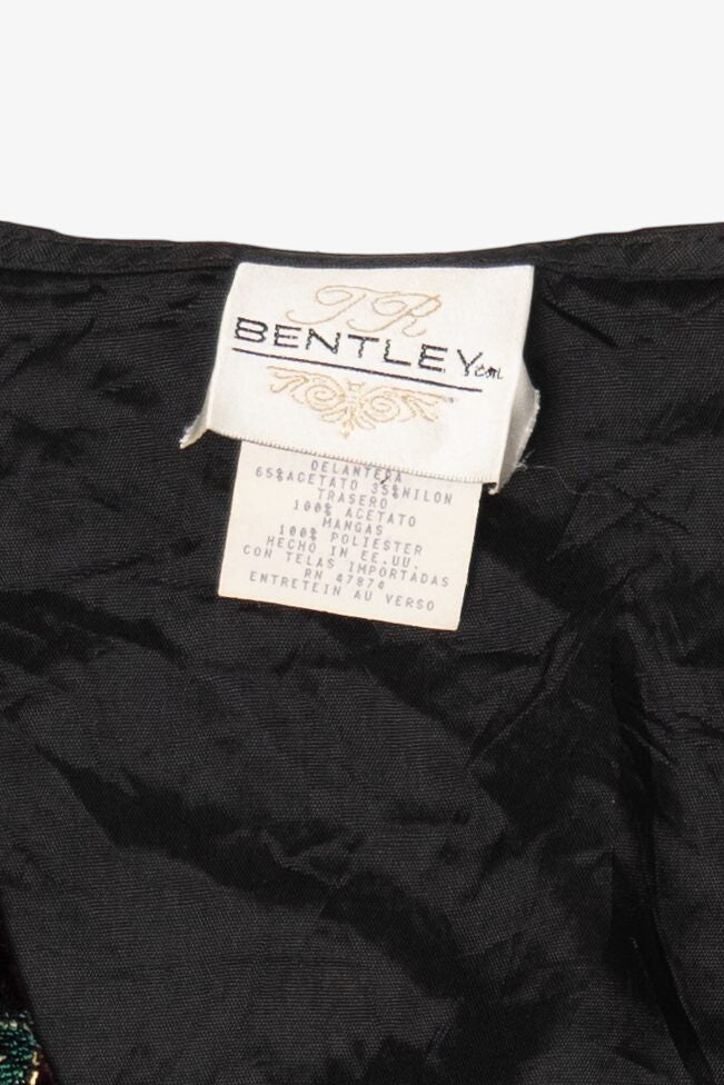 Vintage Bentley Velvet Vest And Sheer Sleeves Button Up Blouse (1980s)