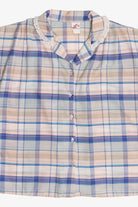 Vintage Plaid Lace Trim Collar Button Up (1980s)