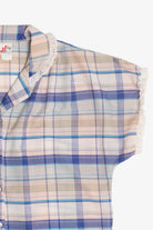 Vintage Plaid Lace Trim Collar Button Up (1980s)