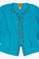 Vintage Y2k Turquoise Beaded Ruby Rd Cardigan (2000s)
