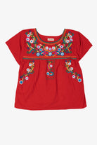 Red YZXDORWJ Embroidered Floral Blouse