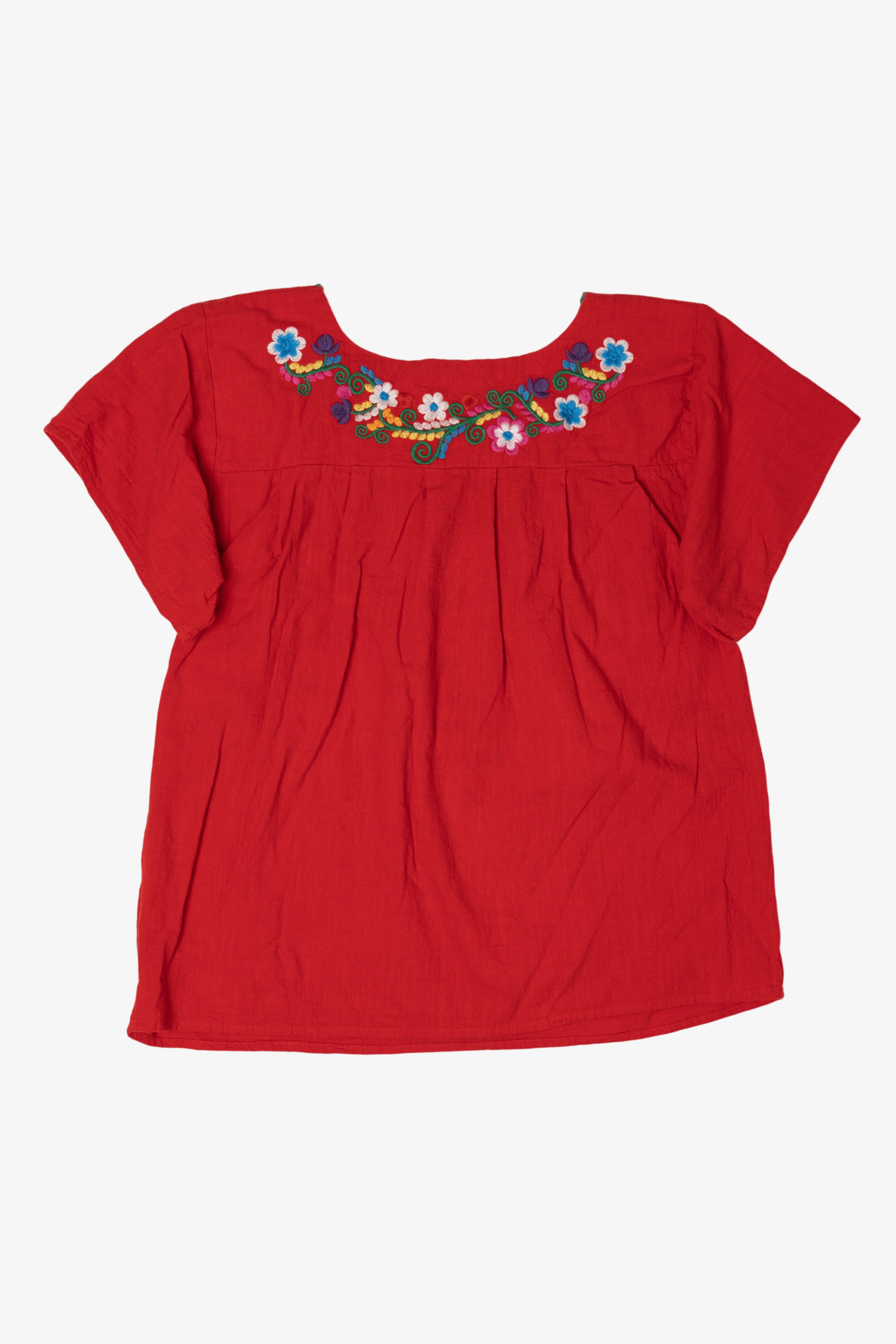 Red YZXDORWJ Embroidered Floral Blouse