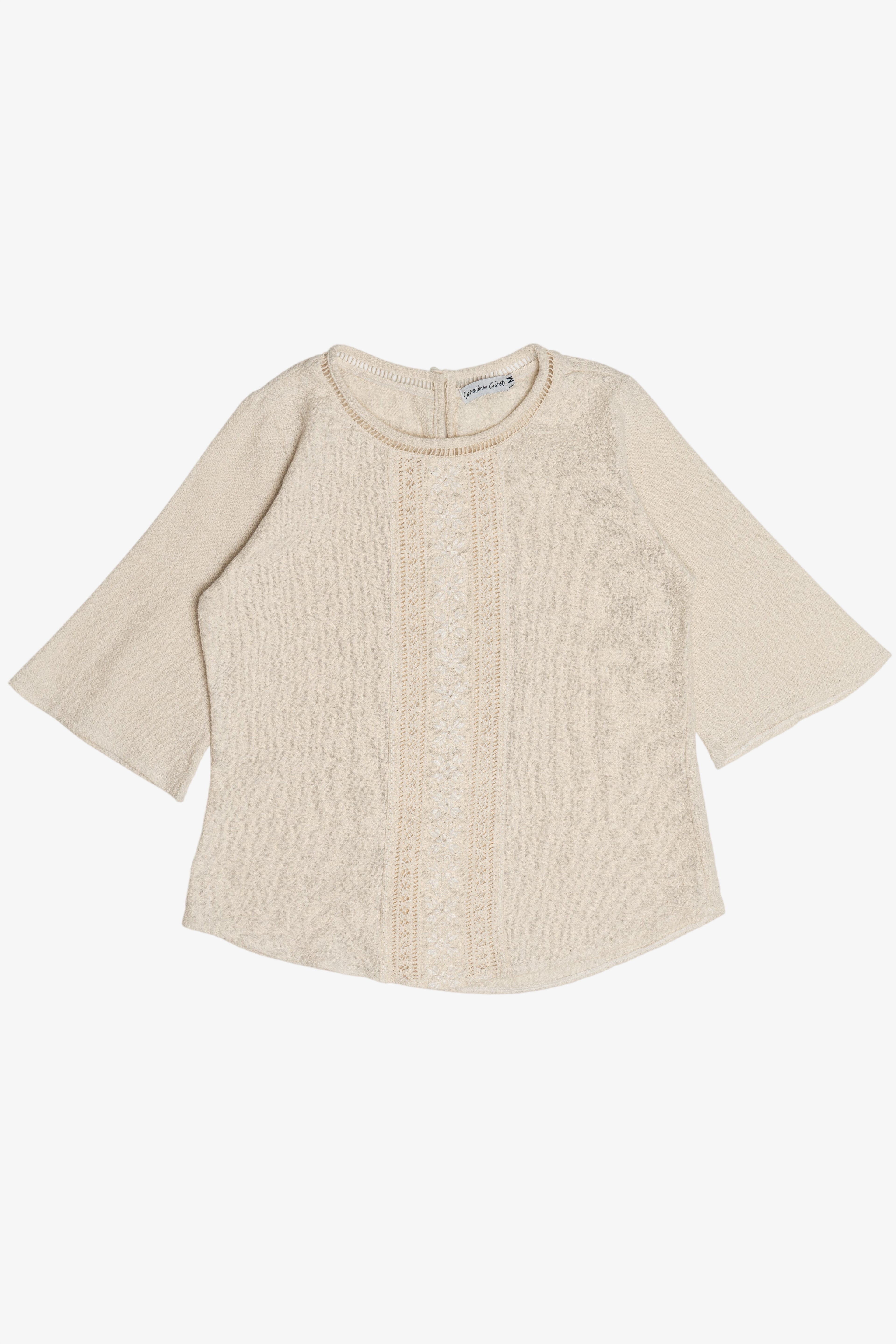 Carolina Giret Lace Detail 3/4 Sleeve Top (2010s)