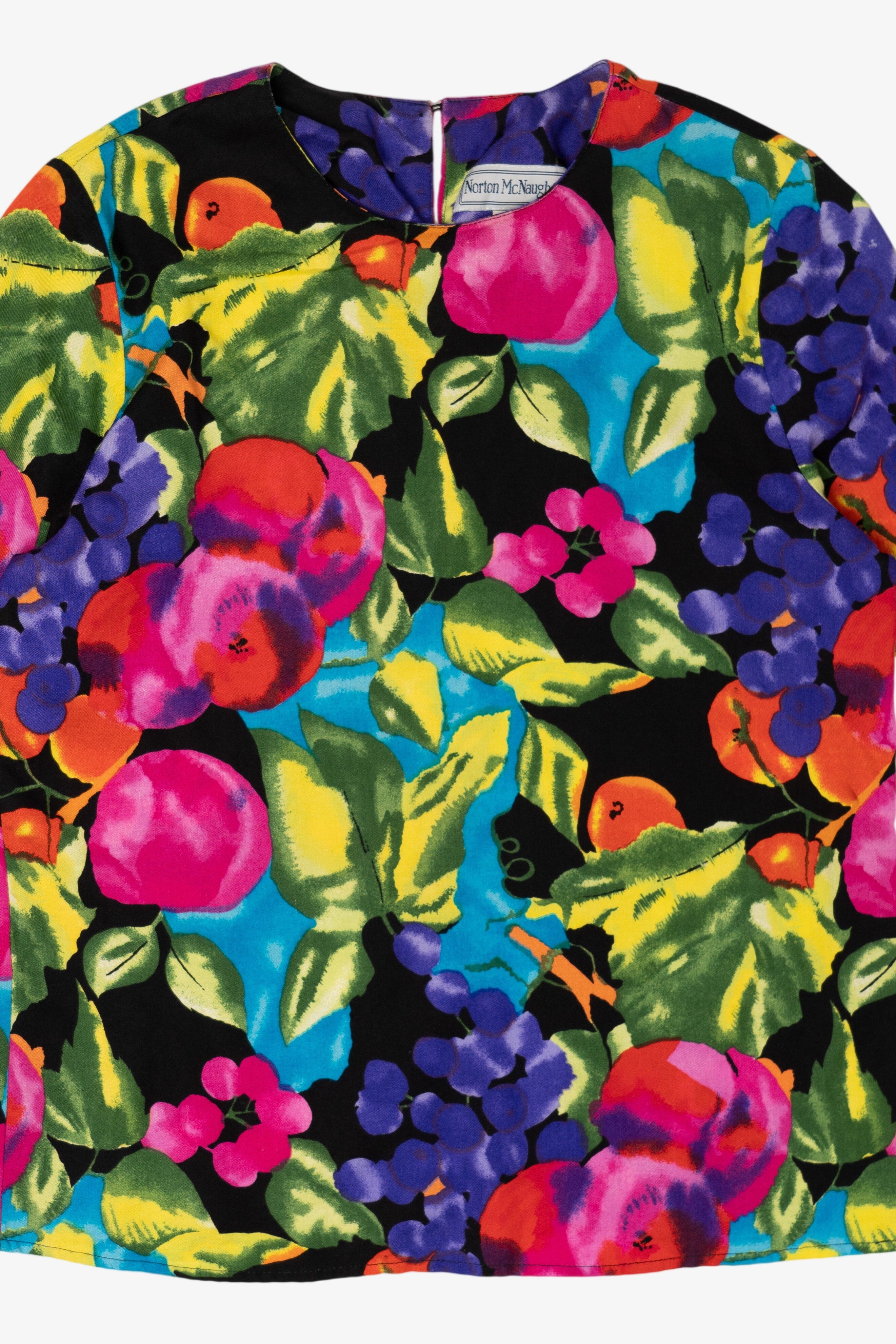 Vintage Colorful Fruits Norton McNaughton Blouse Top (1990s)