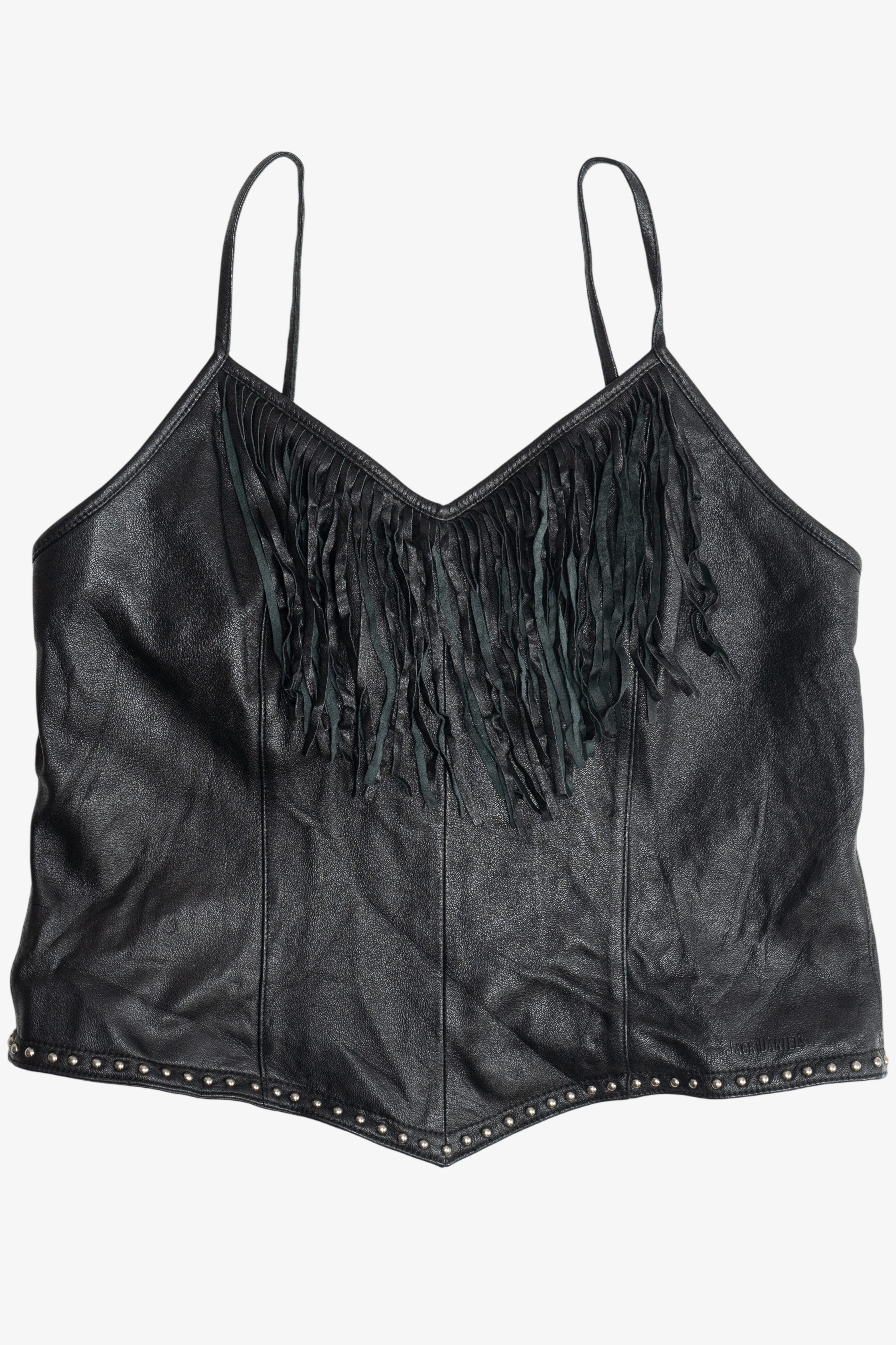Vintage Jack Daniel's Leather Fringe Corset Top (2000s)