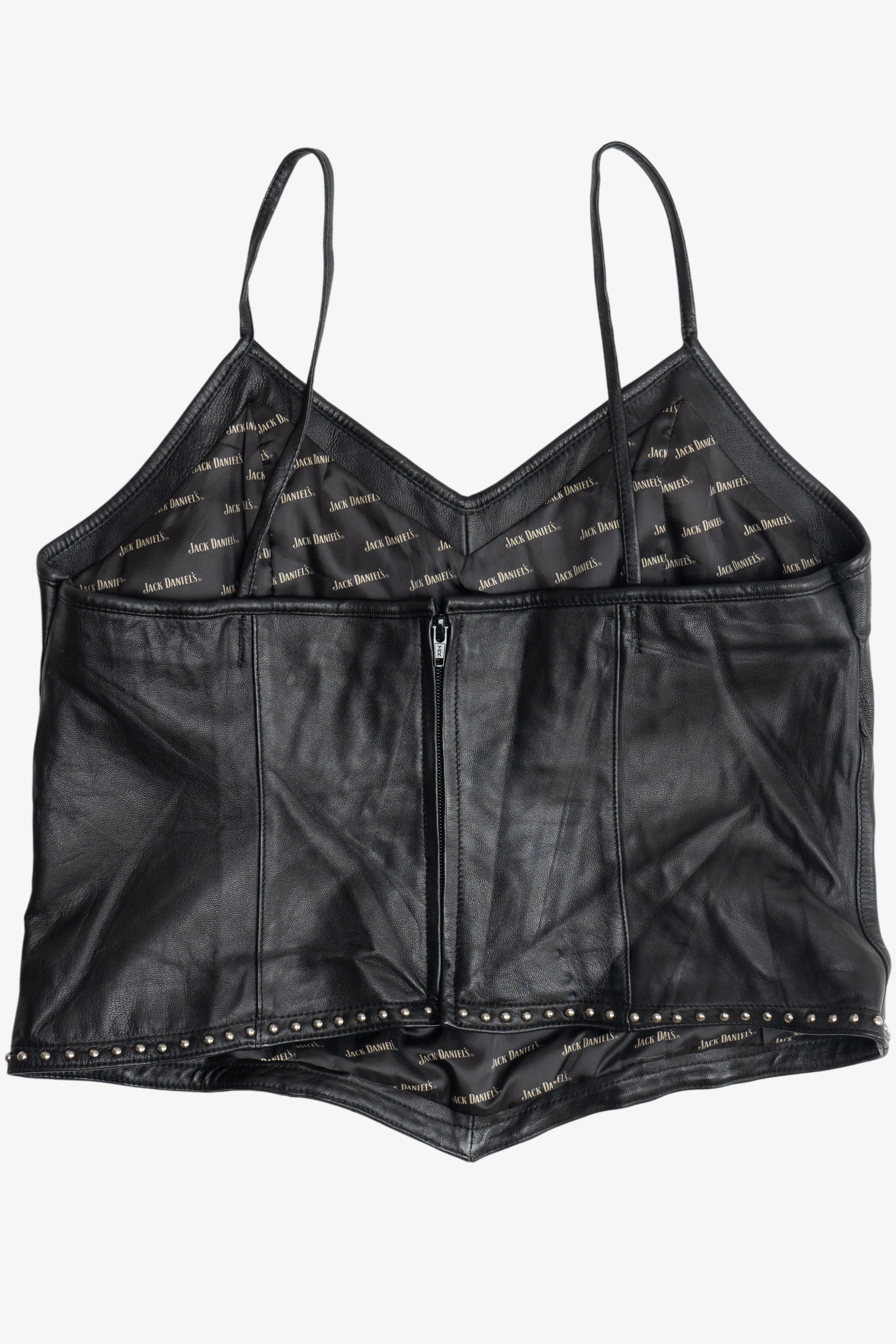 Vintage Jack Daniel's Leather Fringe Corset Top (2000s)