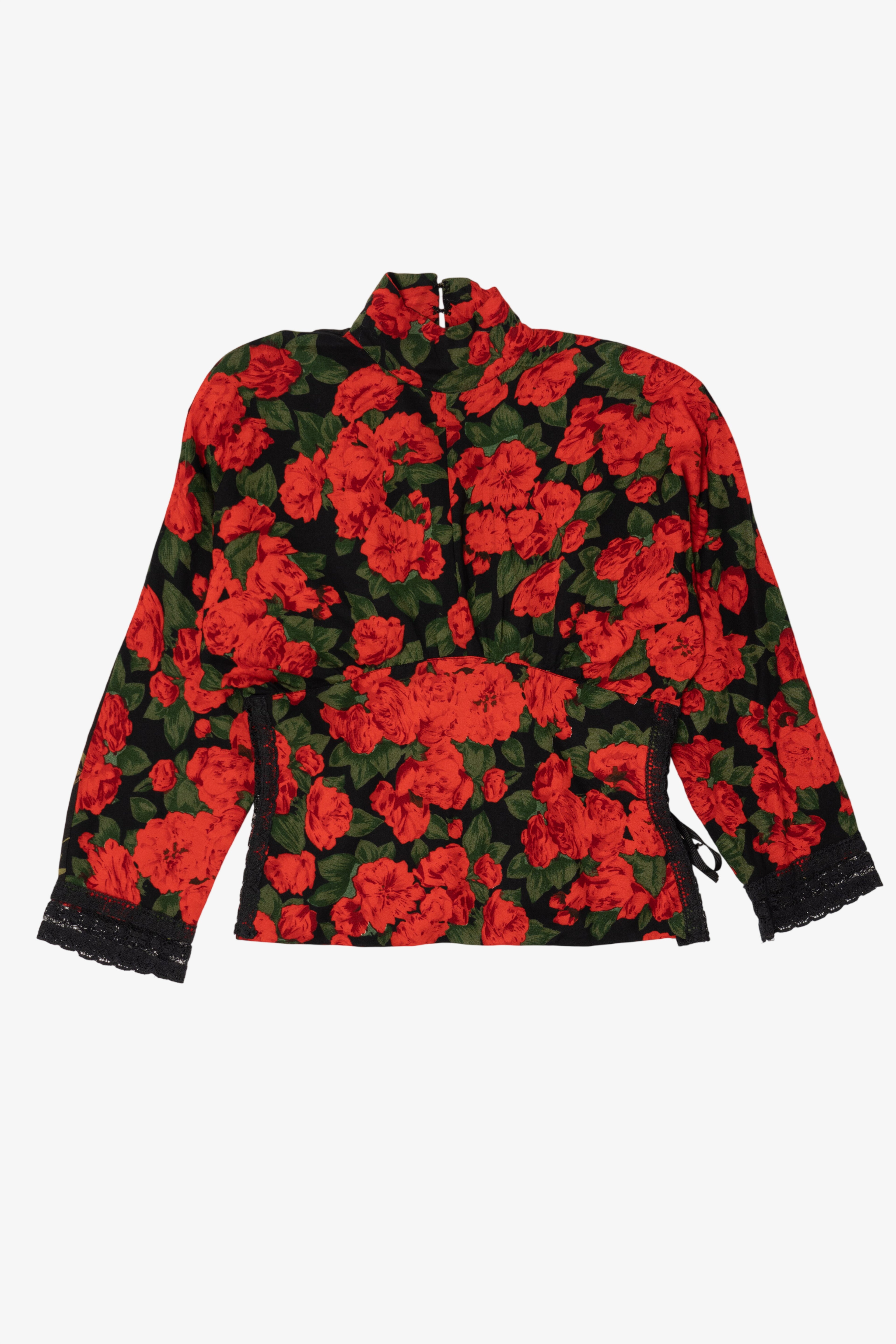 Vintage Red Roses Blouse (1990s)