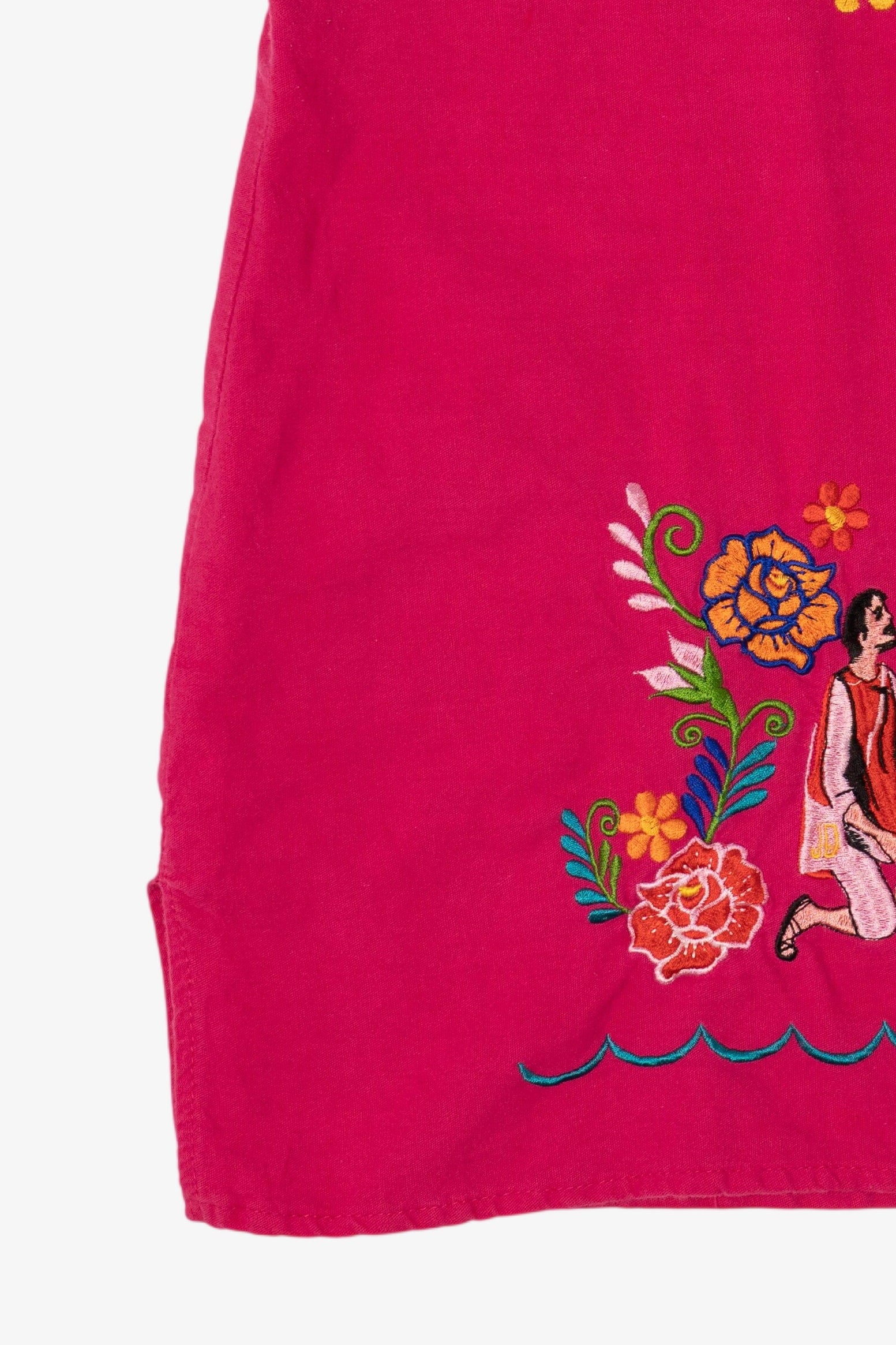 Pink Virgen de Gudalupe Embroidered Mexican Top (2010s)