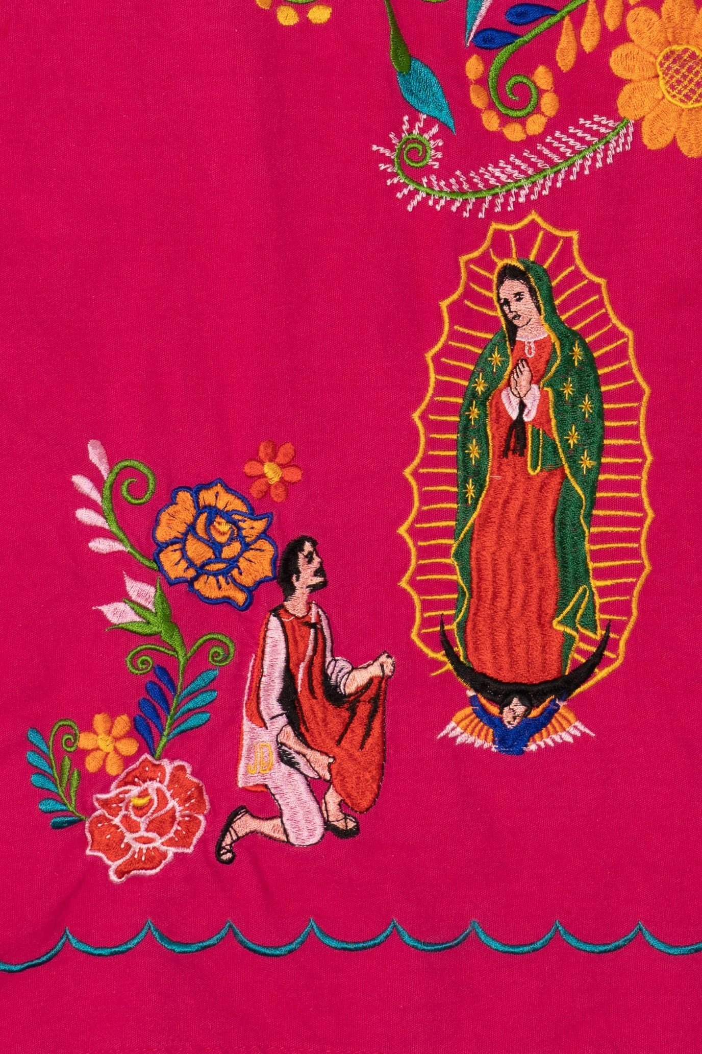Pink Virgen de Gudalupe Embroidered Mexican Top (2010s)