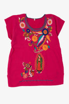 Pink Virgen de Gudalupe Embroidered Mexican Top (2010s)