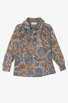 Vintage Queen Casuals Paisley Pattern Pussycat Bow Blouse (1970s)
