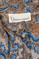 Vintage Queen Casuals Paisley Pattern Pussycat Bow Blouse (1970s)