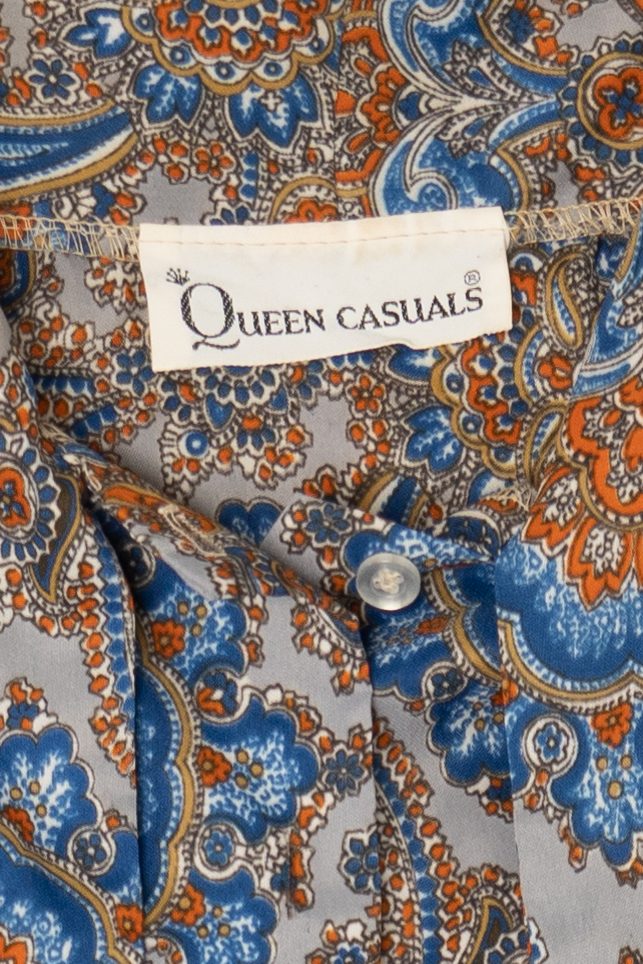 Vintage Queen Casuals Paisley Pattern Pussycat Bow Blouse (1970s)