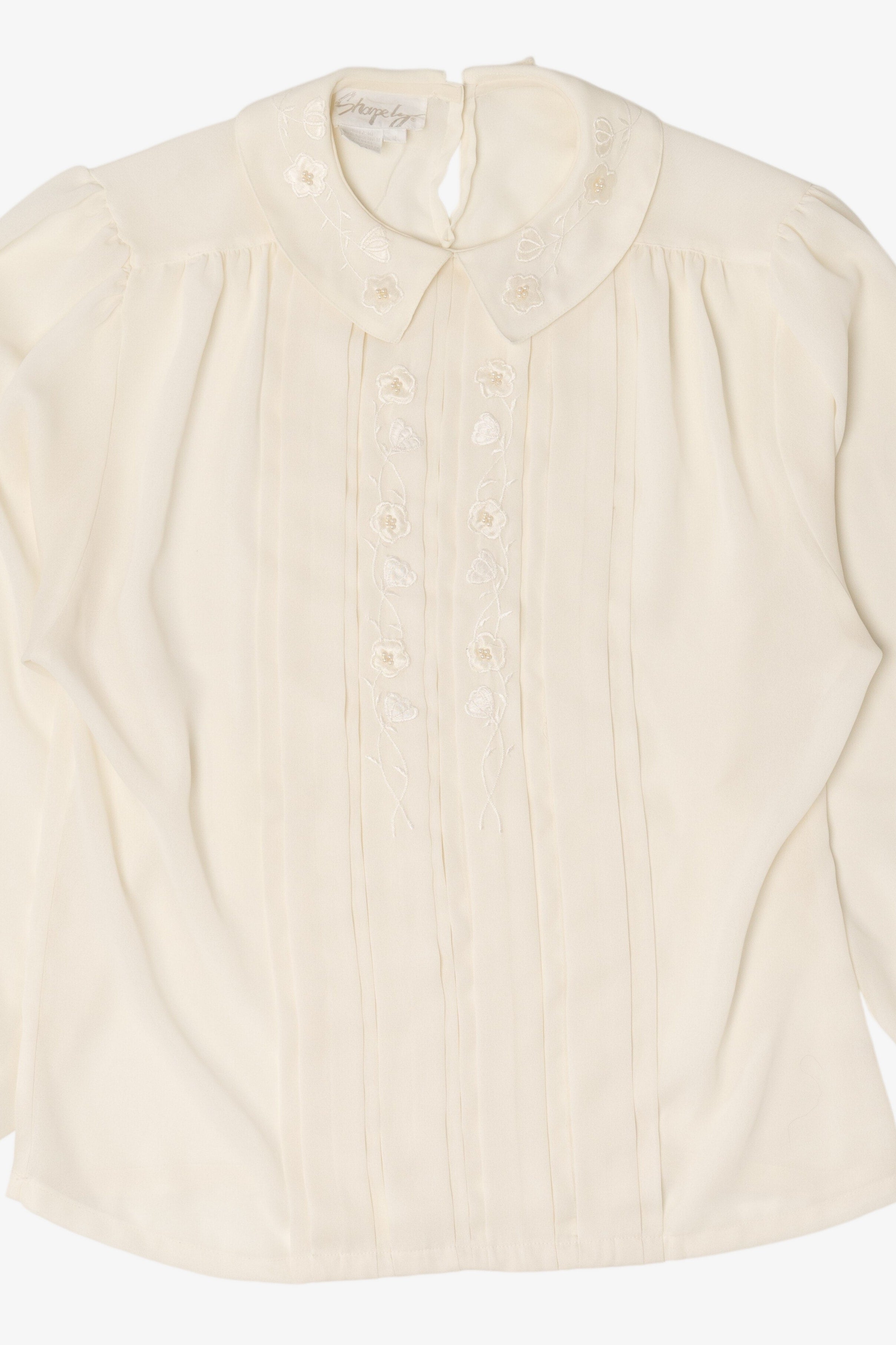 Vintage Ivory Floral Shapely Blouse (1980s)