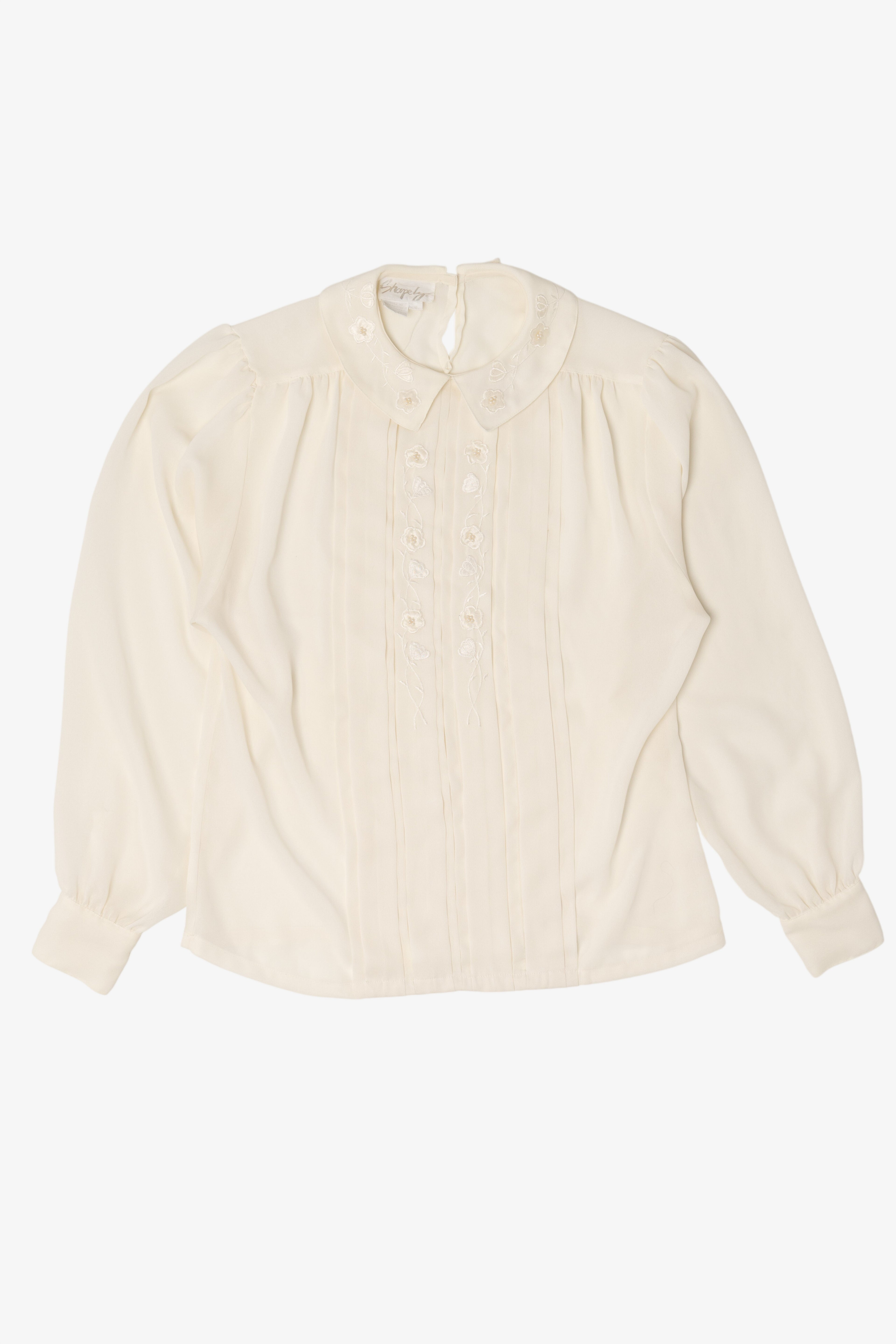 Vintage Ivory Floral Shapely Blouse (1980s)
