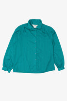 Vintage Teal Striped Ship n' Shore Button Up Blouse (1970s)
